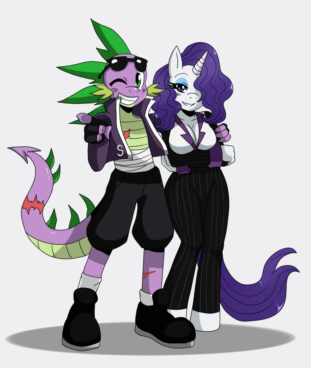 Ychan - f - my little pony - Adult Spike And Sexy Adult Rarity's Clothes