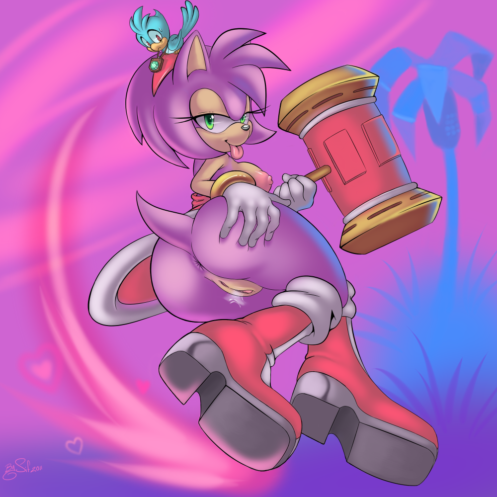 all_fours, amy_rose, bent_over, butt, female, green_eyes, hedgehog, is, loo...