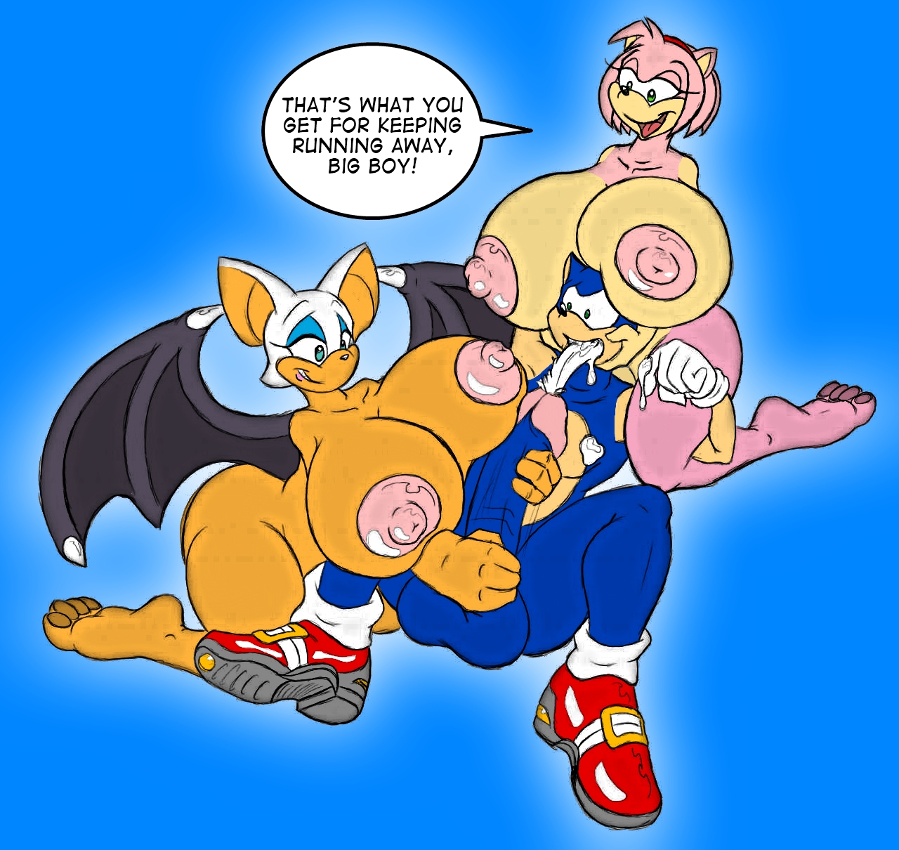 Ychan - s - straight sonic porn - Amy, Rouge And Sonic Hyper Penis Cum