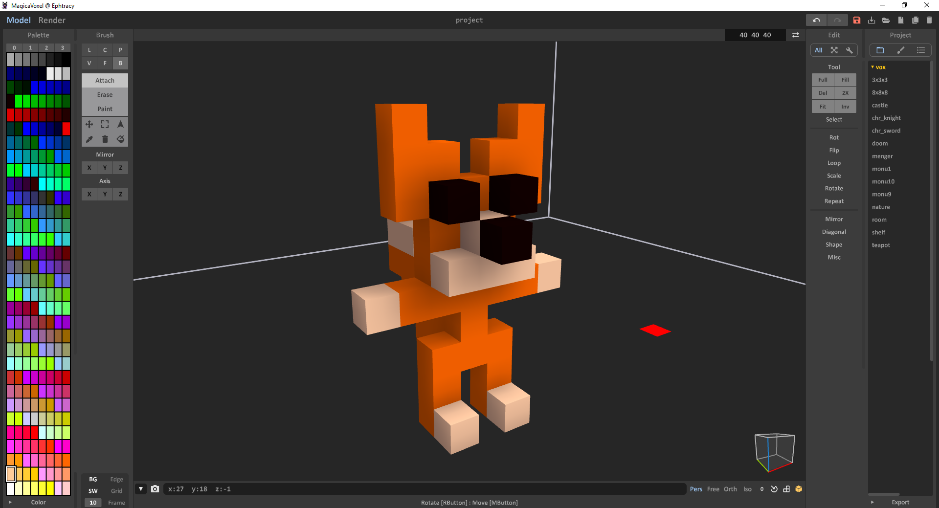 Ychan - r - sculptures - magicavoxel for furry artist